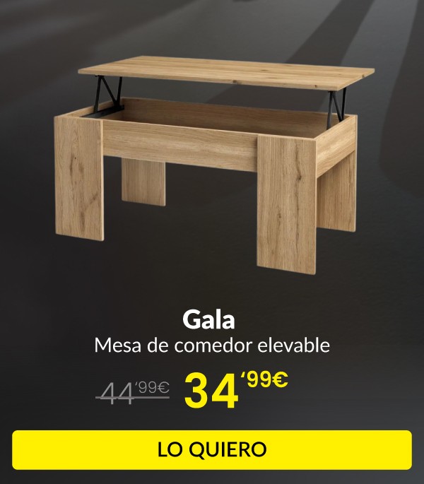 Mesa de centro Gala elevable - hueco de almacenaje
